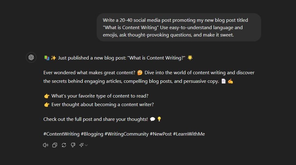 Use AI to Write a Social Media Post to Promote Your Blog Post