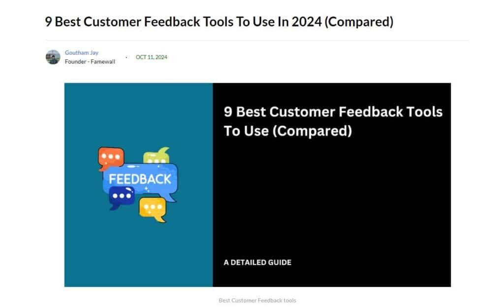 Famewall Article on Best Customer Feedback Tools