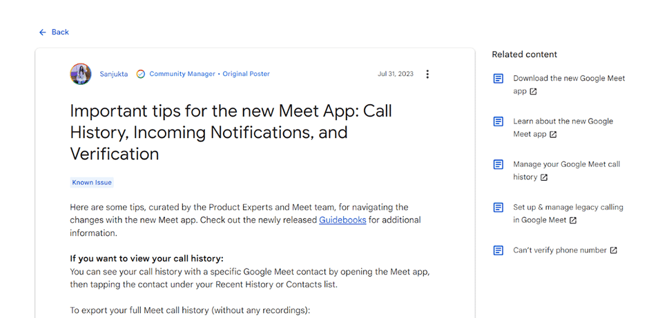 Google uses SaaS content writing about the Meet App