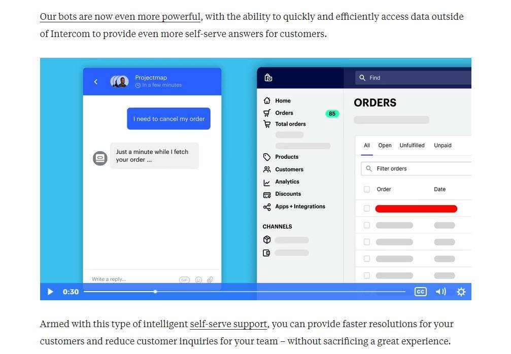 Intercom talks about their product in a blog post