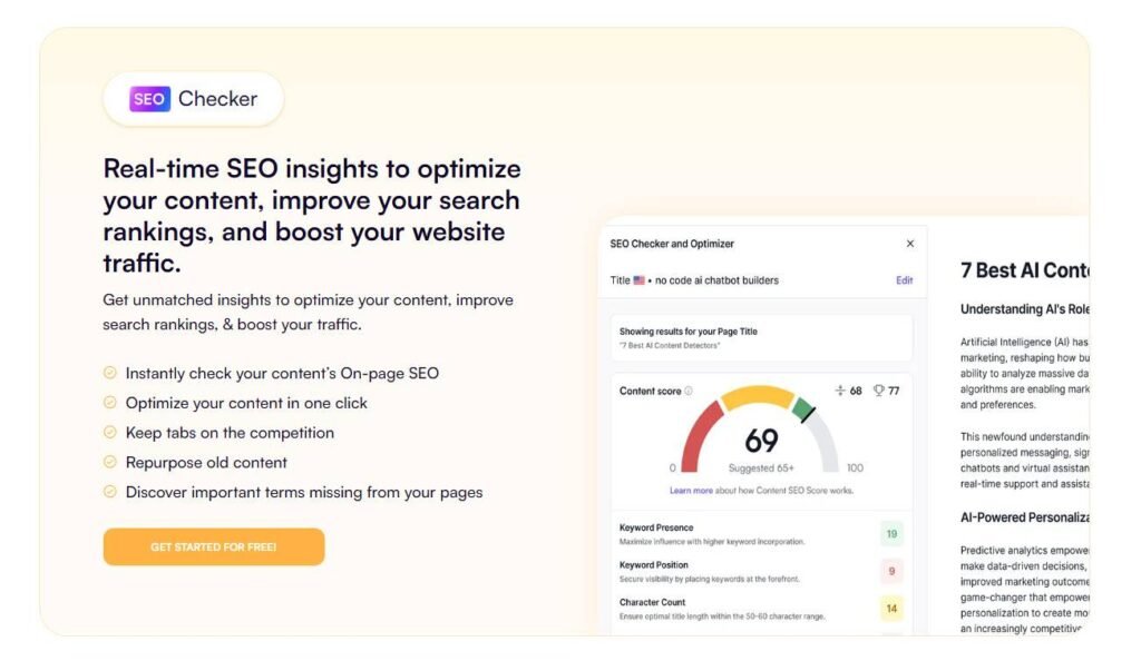 Writesonic Product Description About SEO Checker