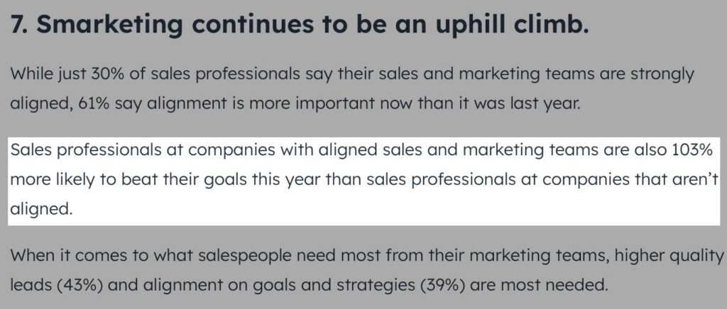 benefits of alignment between sales and marketing