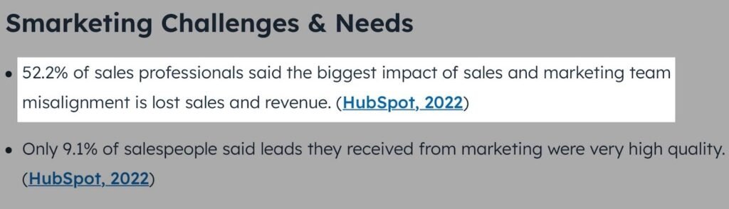 cost of misalignment between sales and marketing