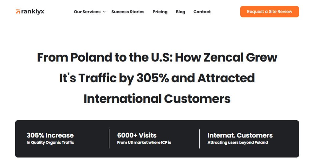 rank lyx inbound marketing results for zencal